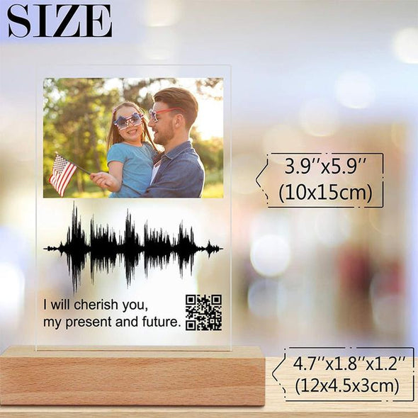 Soundwave Art Acrylic Photo Night Light, Personalised Sound Wave Artwork Acrylic Photo Plaque with QR Code for Mother's Day,Father's Day