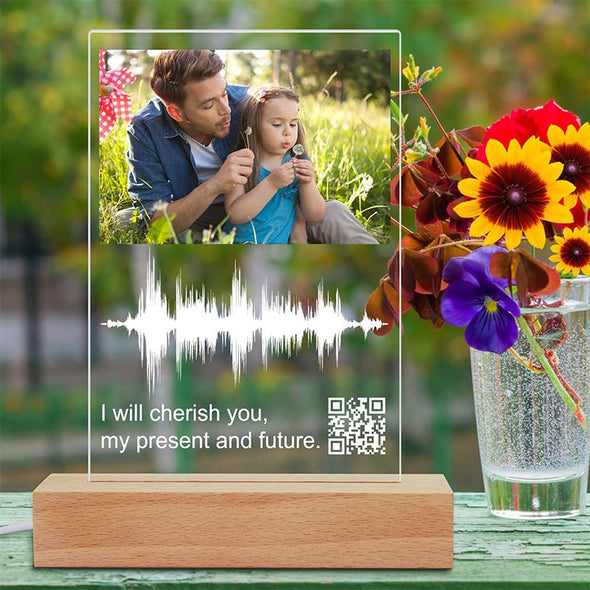 Soundwave Art Custom Photo Night Light Scannable Personalized QR Code Picture Lamp for Mothers Day,Fathers Day