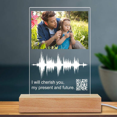 Soundwave Art Custom Photo Night Light Scannable Personalized QR Code Picture Lamp for Mothers Day,Fathers Day