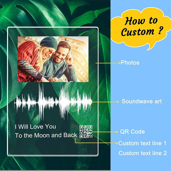 Custom Soundwave Art Acrylic Gifts, Personalised Sound Wave Artwork Acrylic Photo Plaque with QR Code for Mother's Day,Father's Day