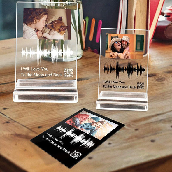 Custom Soundwave Art Acrylic Gifts, Personalised Sound Wave Artwork Acrylic Photo Plaque with QR Code for Mother's Day,Father's Day