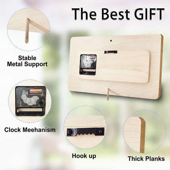 Personalized Wooden Clock with Photo, Custom Text Picture Engraved Desk Clock Personalized Wall Clock