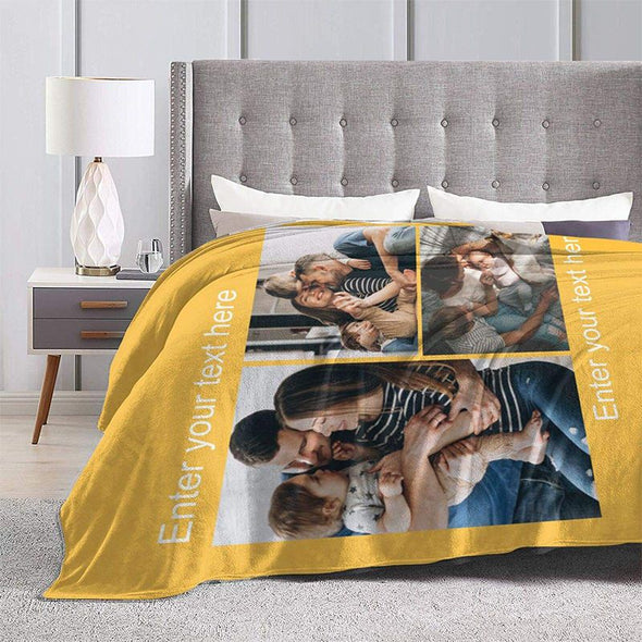 Personalized Blankets with 3 Photos Collage,Custom Throw Blanket Pictures Name Text for Gifts