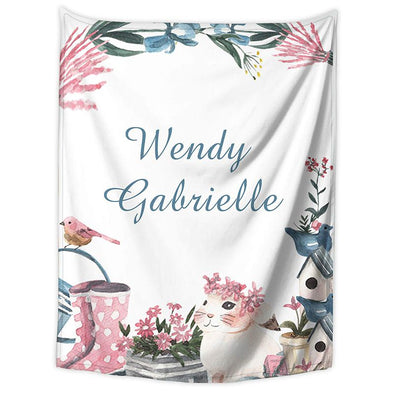 Custom Baby Girls Blanket with Name, Personalized Baby Blankets for Newborns, Infants, Toddlers