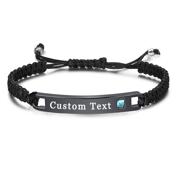 Engraved Custom Bracelets  Cuff for Men Bangle Braided Rope - amlion