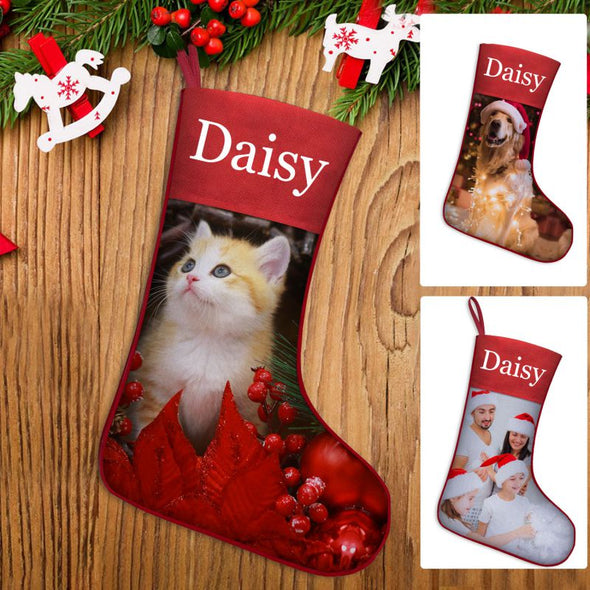 Personalized Cat/Dog Christmas Stocking, Christmas Stockings Custom with Name Photo