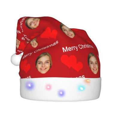 Personalized LED Christmas Hat, Custom Christmas Face Hats with Name for Adults Kids