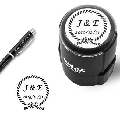 Custom Stamp Wedding,Personalized Stamps Self Inking,1-5/8" Diameter,Round Stamp for Wedding, Housewarming, Invitation or Family Gift - amlion