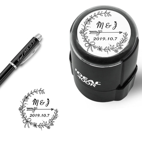 Custom Stamp Wedding,Personalized Stamps Self Inking,1-5/8" Diameter,Round Stamp for Wedding, Housewarming, Invitation or Family Gift - amlion
