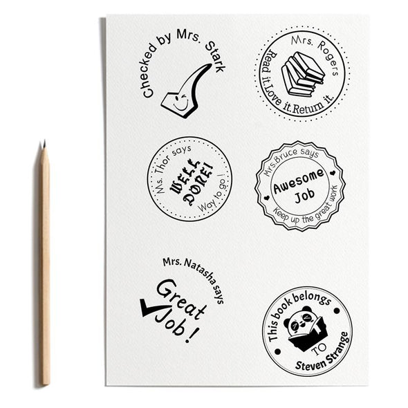 Custom Rubber Stamps Self Inking Stamps Personalized-Teacher Library Book Stamps 1-5/8"Diameter - amlion