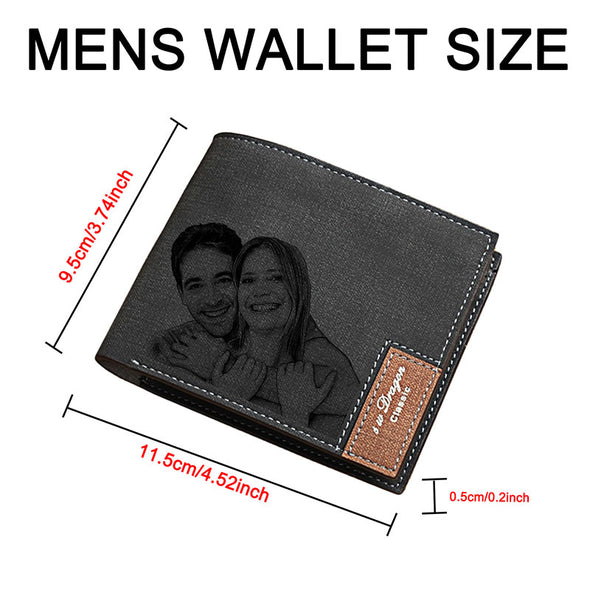 Custom Engraved Wallet, Personalized Photo Leather Wallets for Men Black - amlion
