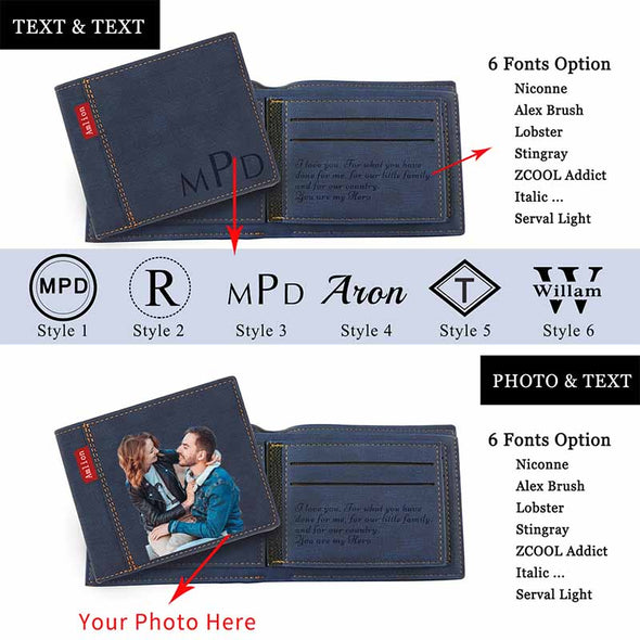 Custom Photo Wallet, Personalized Photo Printed Wallets for Men or Son Black - amlion