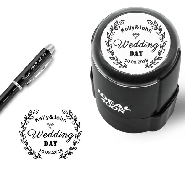Custom Rubber Self Inking Stamp-Personalized Wedding Stamp,Use in Wedding Invitations, Save The Dates, RSVP Cards - amlion