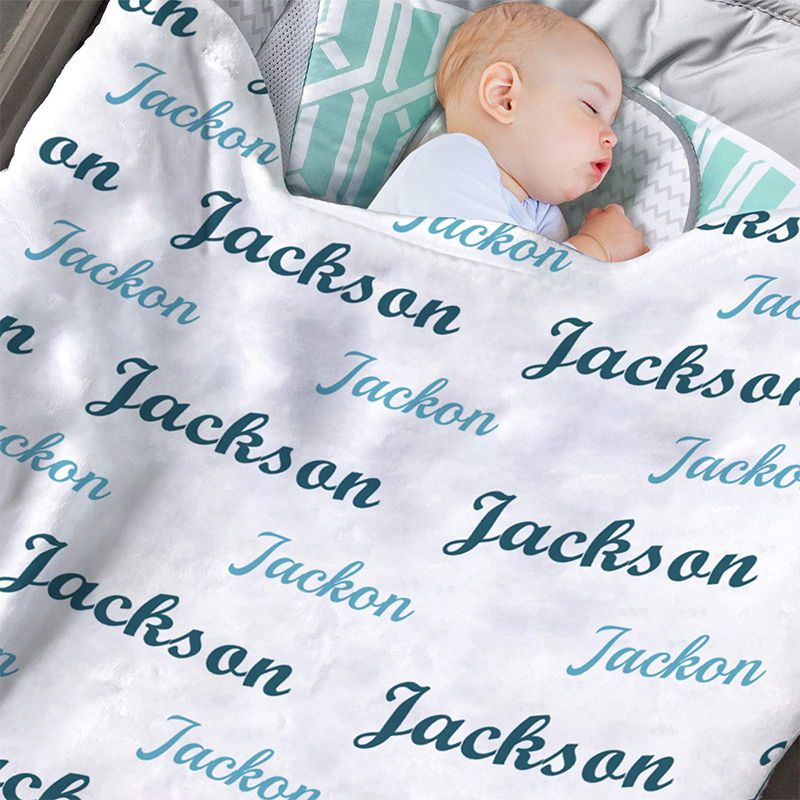 Custom Baby Blanket for Boys with Name, Personalized Baby Boy