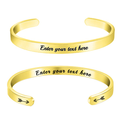 Engraved Inspirational Bracelets Personalized for Women, Custom Cuff Bangle Bracelet Customized Gift,Gold - amlion