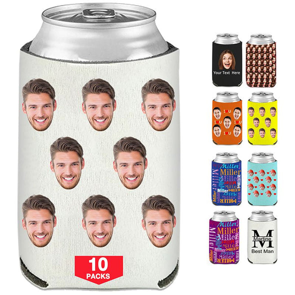 Custom Can Coolers Sleeves, Personalized Bulk Bottle Coolers with Face