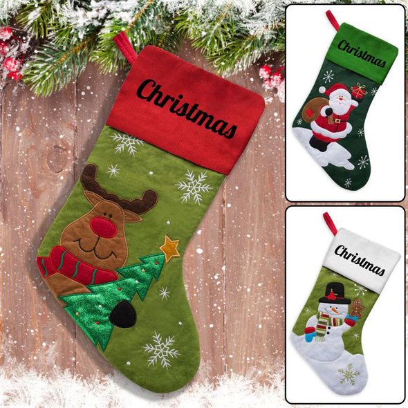Personalized Christmas Stocking (20 Inch), Custom Kids Santa Candy Stockings Bag with Name