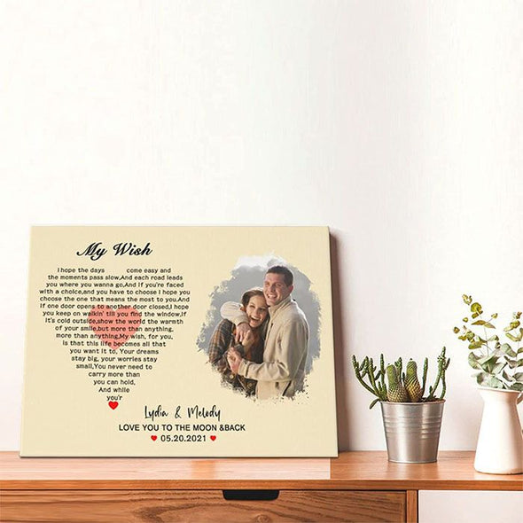 Custom Song Lyrics Canvas Prints with Your Photos, Personalized Canvas Picture Frames for Couple
