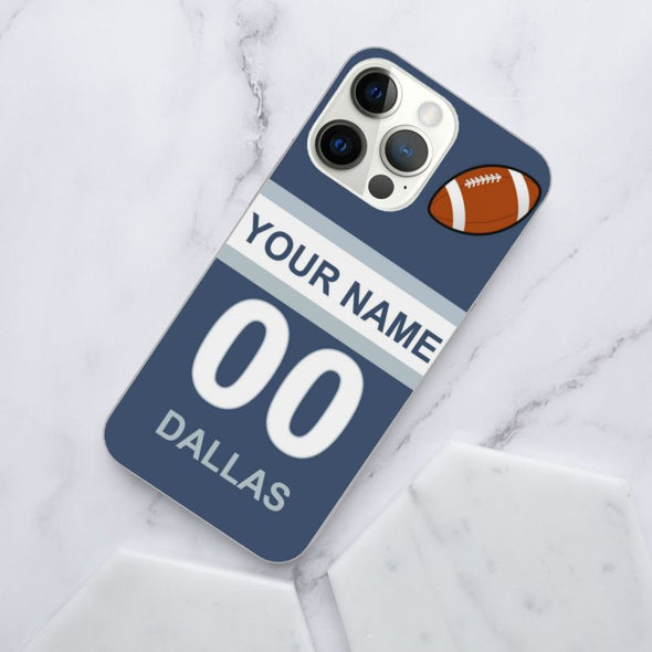 Custom Football Style iPhone 14/14 Plus/14 Pro/14 Pro Max Case, Personalized iPhone 13/13Mini/Pro/Pro Max with Name and Number