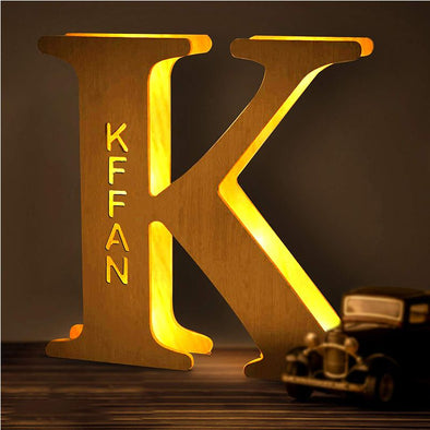 Personalized Engraved Wooden Name Letter Lamp  for Mother's Day, Father's Day Gift-7.5*7.1in