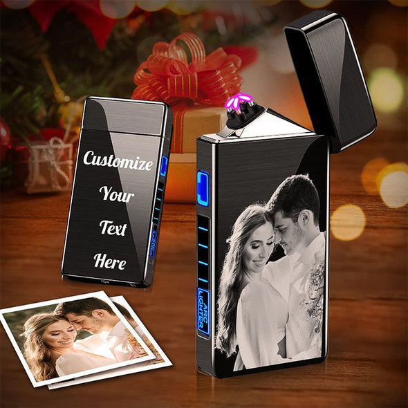 Photo Engraved Lighter, Personalized Photo Engraved Electric Lighter Rechargeable for Men, Dad, Boyfriend