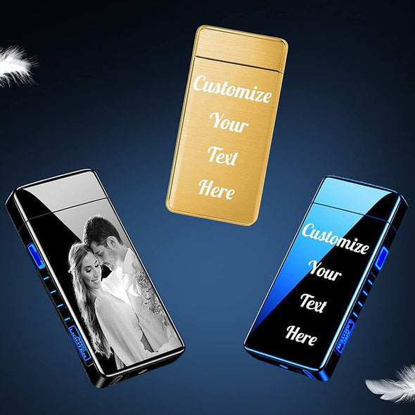Personalized Photo Engraved Lighter, Custom Picture Engraved Electric Lighter Rechargeable for Men, Dad, Boyfriend