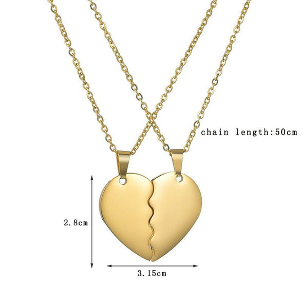 Personalized Names Necklaces For Couple, Stainless Steel Engrave Name Necklaces For Double Hearts-Gold