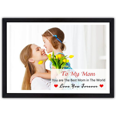 Personalized Photo Prints Frame, Custom picture Poster with Wooden Frame for Mom, Couple