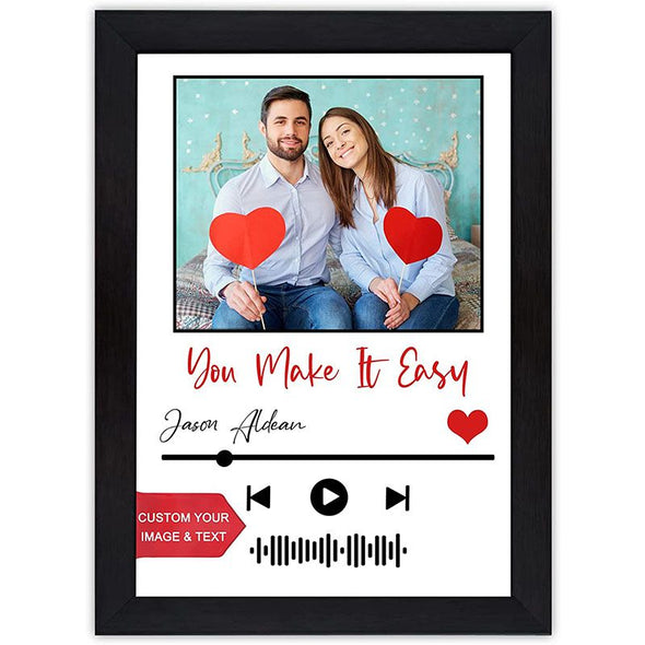 Personalized Music Lyrics Song Photo Prints Frame, Custom Wooden Music Soundwave Picture Frames