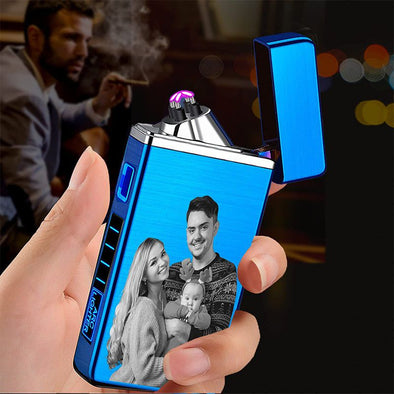 Custom Lighters with Pictures, Personalized Photo Engraved Electric Lighter Rechargeable for Men, Dad, Boyfriend