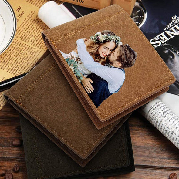 Custom Photo Wallet with Text, Personalized Picture Wallet for Men, Father, Son