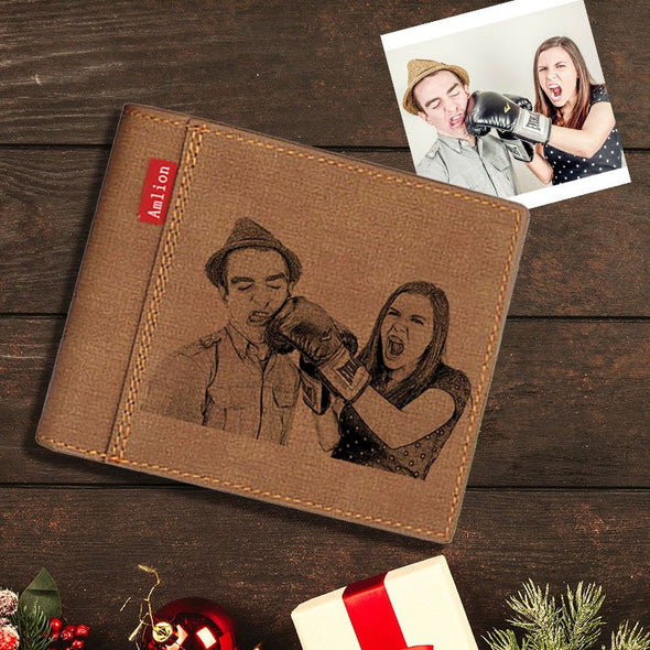 Engraved Photo Wallets Personalized, Custom Trifold Wallets for Men,Father,Dad