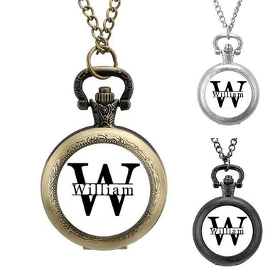 Fathers Day Gift Personalized Pocket Watches, Custom Name Pocket Watch with Chain for Men, Dad