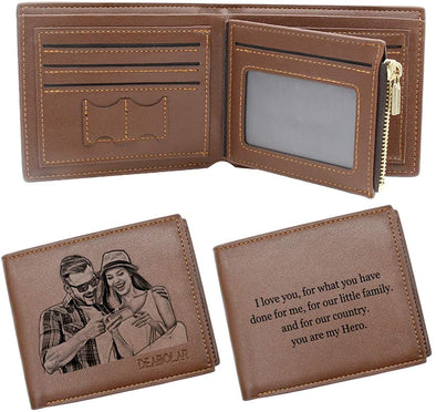 Custom Wallets for Men,Personalized Wallet for Men, Custom Photo Engraved Wallet