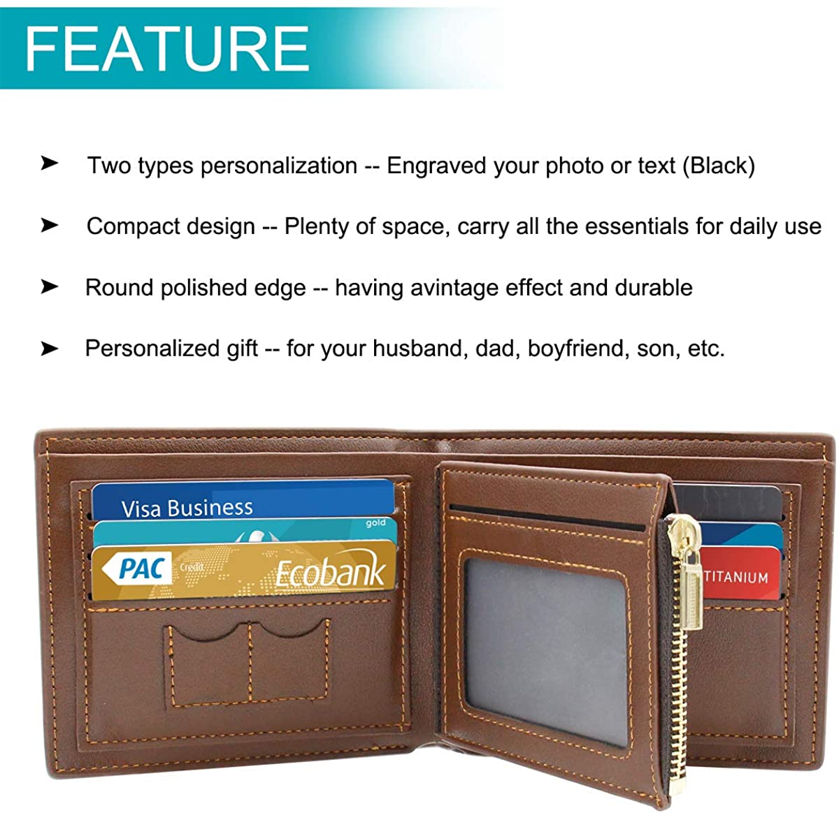 Custom Engraved Wallet, Personalized Photo RFID Wallets for Men ...