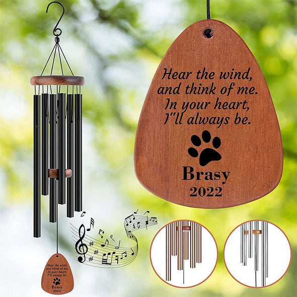 Custom Pet Memorial Wind Chimes, Personalized Wind Chimes for Loss of Loved Dog