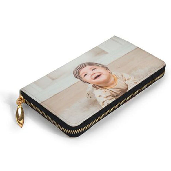 Women's Long Style Custom Photo Zipper Wallet, Two side 3D Print Wallet for Wife, Mother