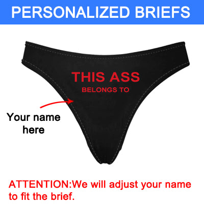 Personalized "Ass Belongs To" Black Thong Panty - amlion