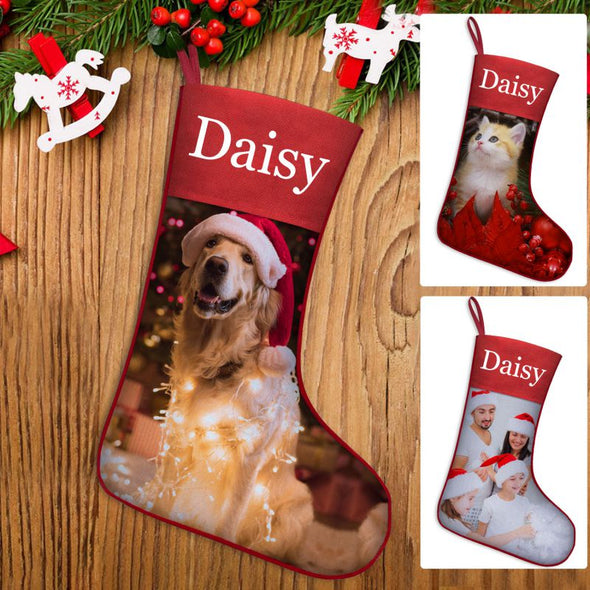 Personalized Dog/Cat Christmas Stocking, Christmas Stockings Customized with Name Photo