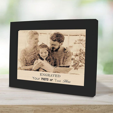 Personalized Wood Picture Frame, Engrave Photo Plaque for Mother’s & Father's Day, Christmas Gift