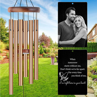 Personalized Wind Chimes Memorial Engraved, Custom Sympathy Wind Chime for Loss of Loved One