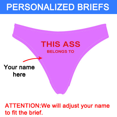 Personalized "Ass Belongs To" Pink Thong Panty - amlion