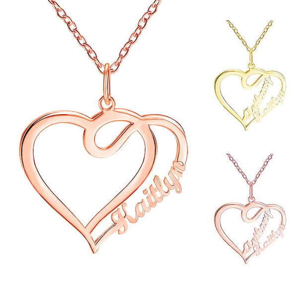 Personalized 1 Name Necklace, Custom Heart Necklace for Women