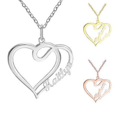 Personalized 1 Name Necklace, Custom Heart Necklace for Women