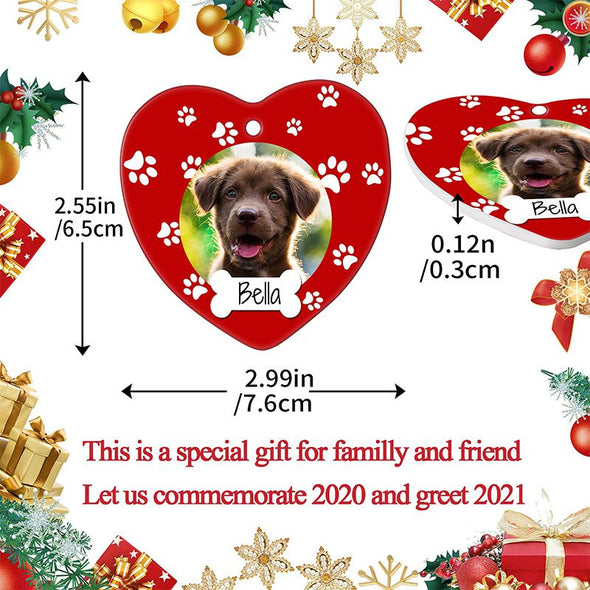 Personalized Dog Photo Christmas Ornaments, Custom Heart Ornaments Christmas, Customized Hanging Tree Ornaments Gifts