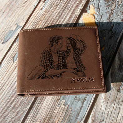 Personalized Photo Leather Wallets Engraved, Custom Wallets for Men,Father,Dad - amlion