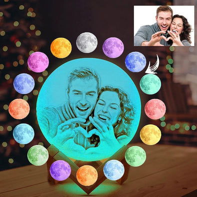 Photo Moon Lamp with 16 Colors, Customized Moon Lamp with Photo Print(10-20CM)