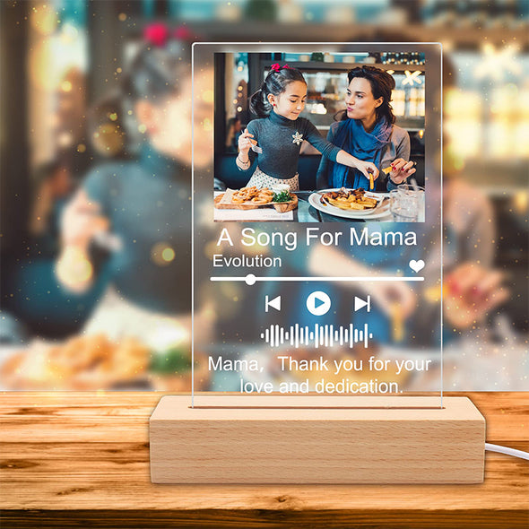 Custom Photo Music Plaque Frame, Personalized Acrylic Music Photo Album LED Lamp for Mother's Day,Father's Day