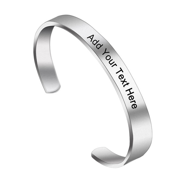 Engraved Personalized Inspirational Bracelets Cuff for Women Girls -Double Side Engraved - amlion
