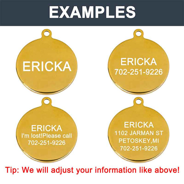 Personalized Engraved Dog Tag,Stainless Steel Personalized Dog Tag & Cat Tag -Engraved Pet Tags - amlion